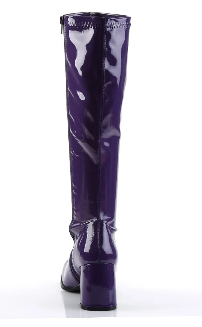 GOGO-300 Purple Stretch Patent Gogo Boots