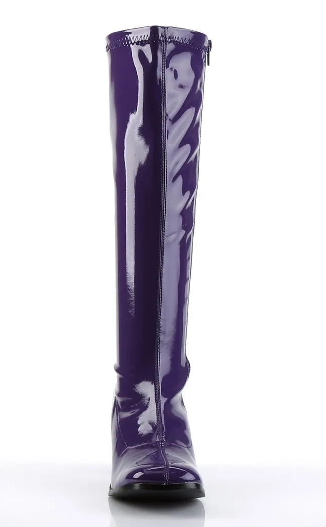 GOGO-300 Purple Stretch Patent Gogo Boots