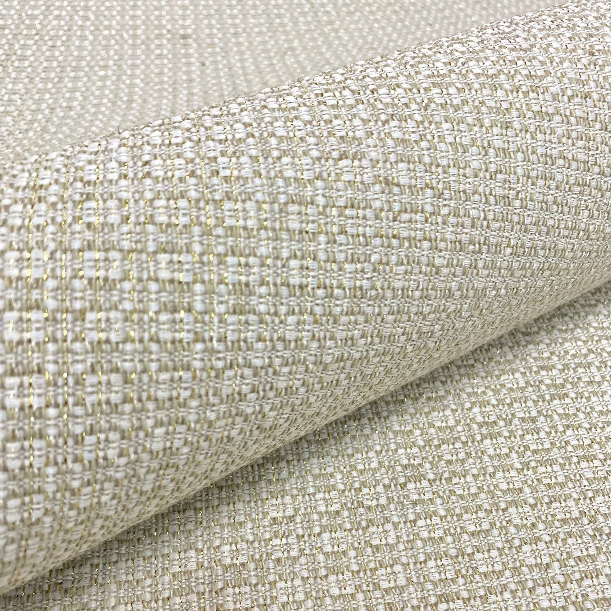 Golden Beige Basketweave Upholstery Fabric 55"