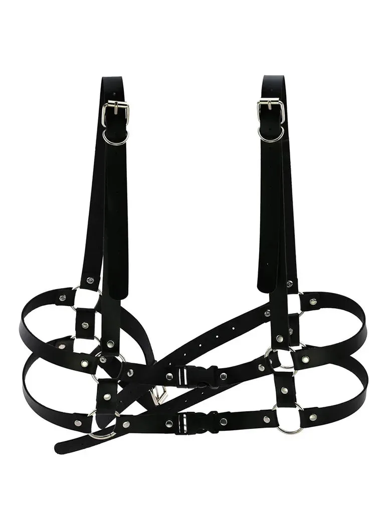 Gothic Punk Suspenders PU Leather Girdle