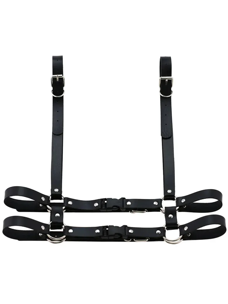 Gothic Punk Suspenders PU Leather Girdle