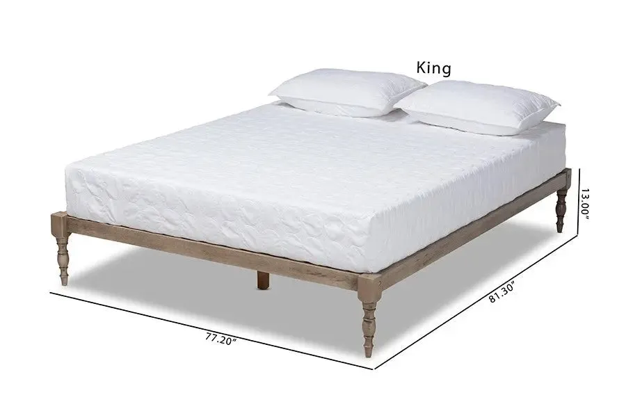 Iseline Antique Grey Wood Platform Bed Frame (Queen)