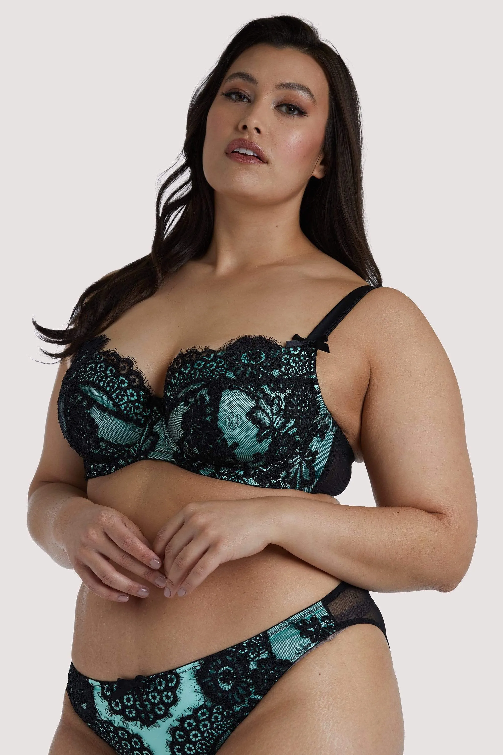 Jaquelina Mint Contrast Plunge Bra