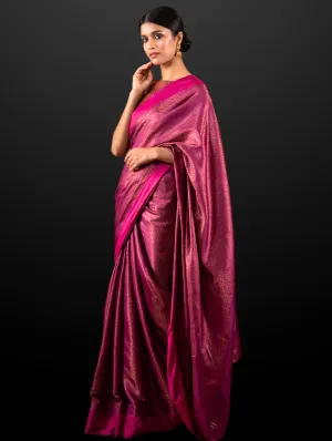 Jazzy Pink Chevron Woven Saree