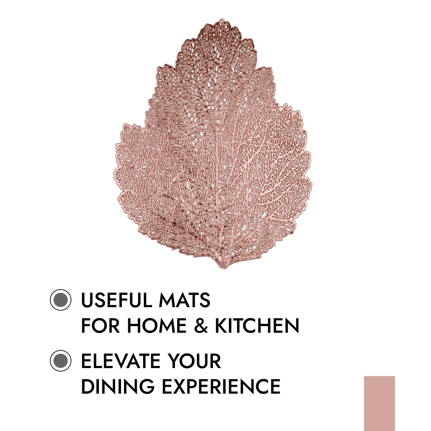 Kuber Industries Placemat | Placemats for Dining Room | Designer Table Mat Set | Placemats for Kitchen Table | Side Table Placemats | Patta Shape Placemat | 4 Piece Set | Copper