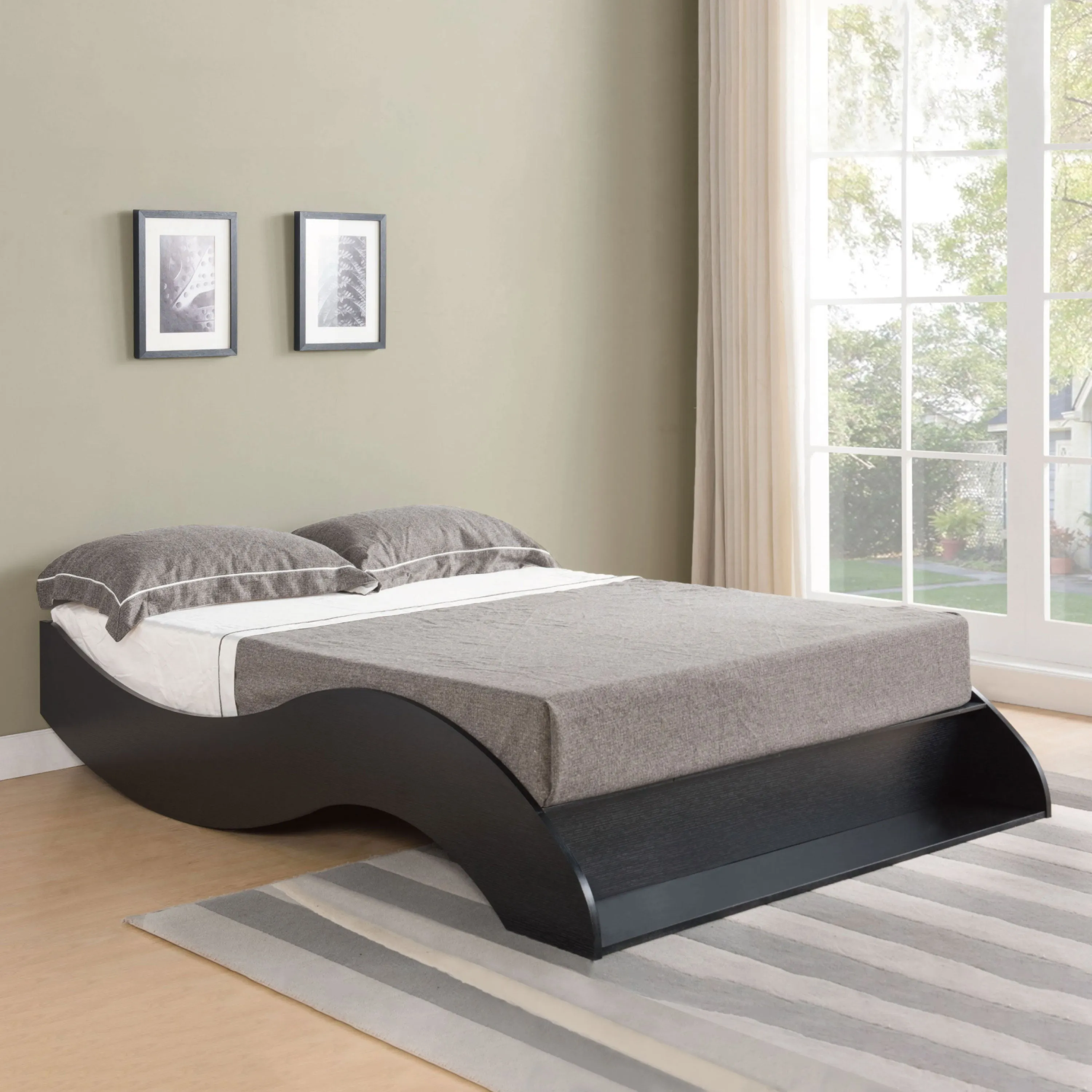 Lisa Contemporary Curved Low-Profile Platform Bed