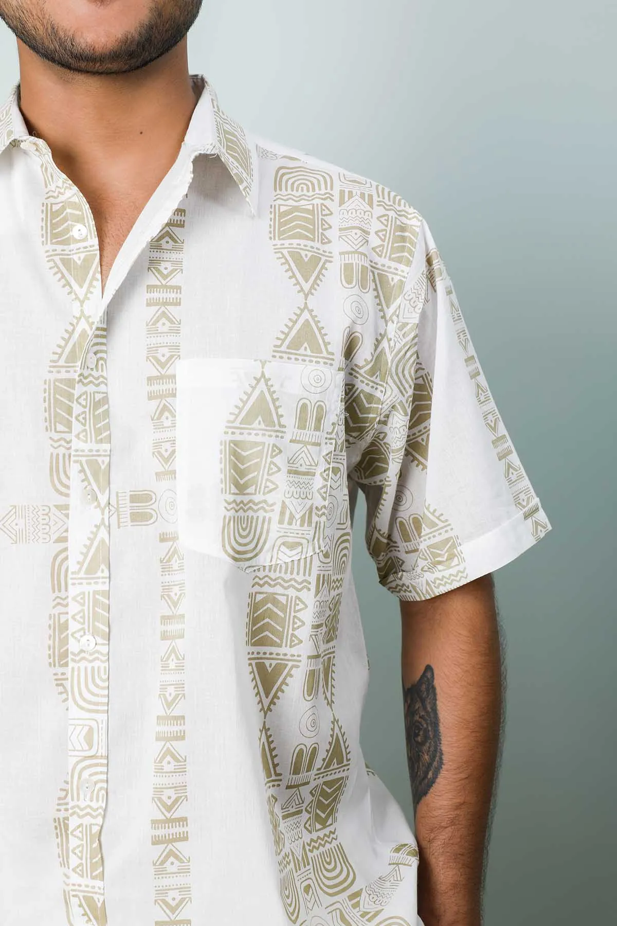 Madia Printed Shirt (Khaki)