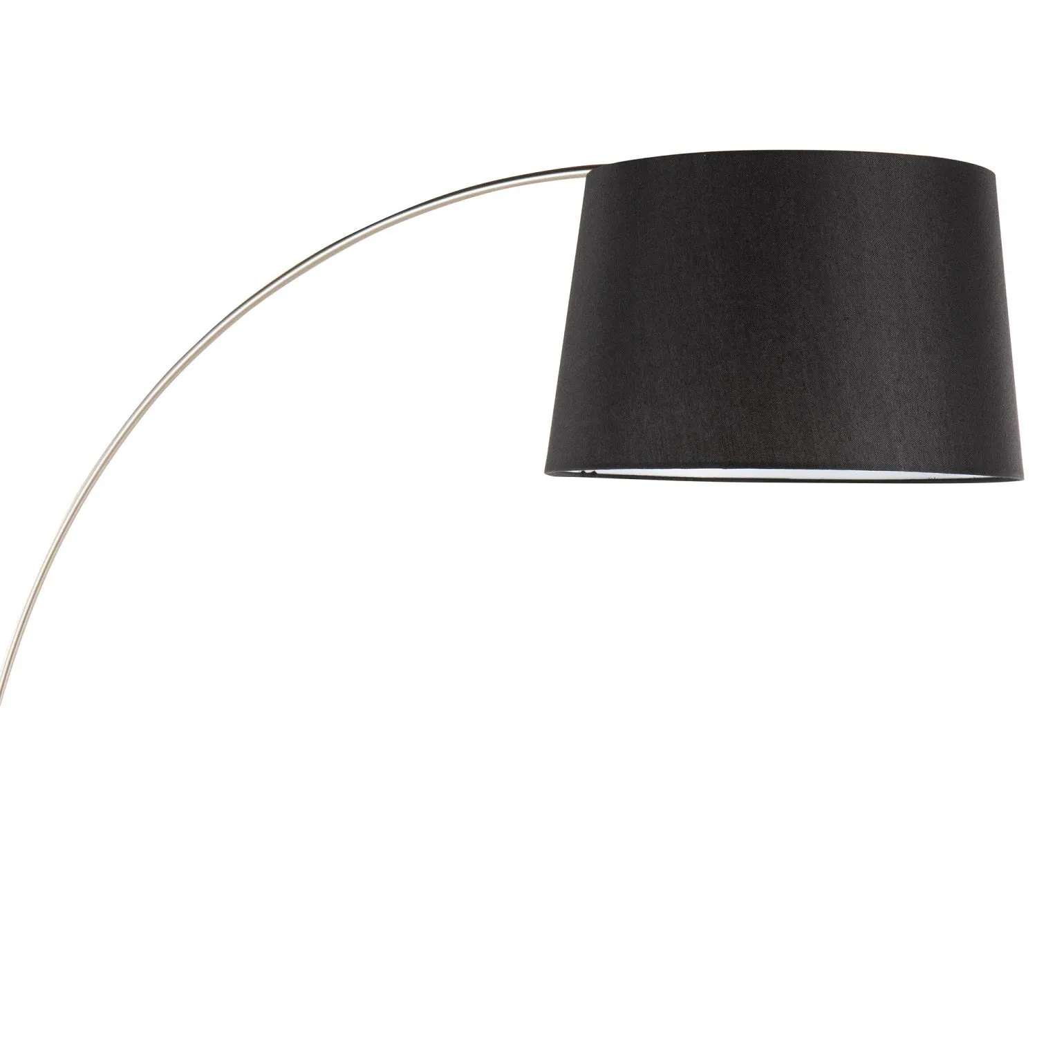 March Contemporary Floor Lamp in White Marble and Nickel with Black Linen Shade by LumiSource