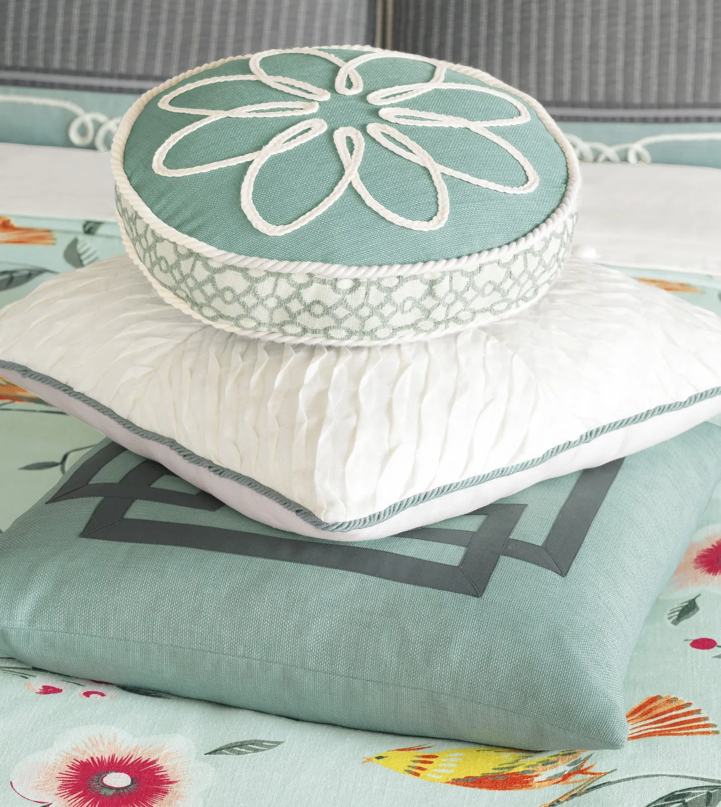 Marny Mint Tambourine Throw Pillow Cover 14Dx2