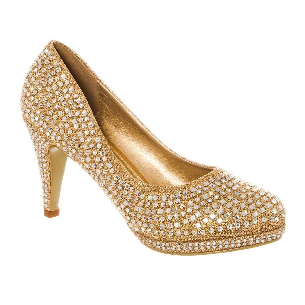 Medium Stiletto Heel Diamante Court Shoe With Small Platform