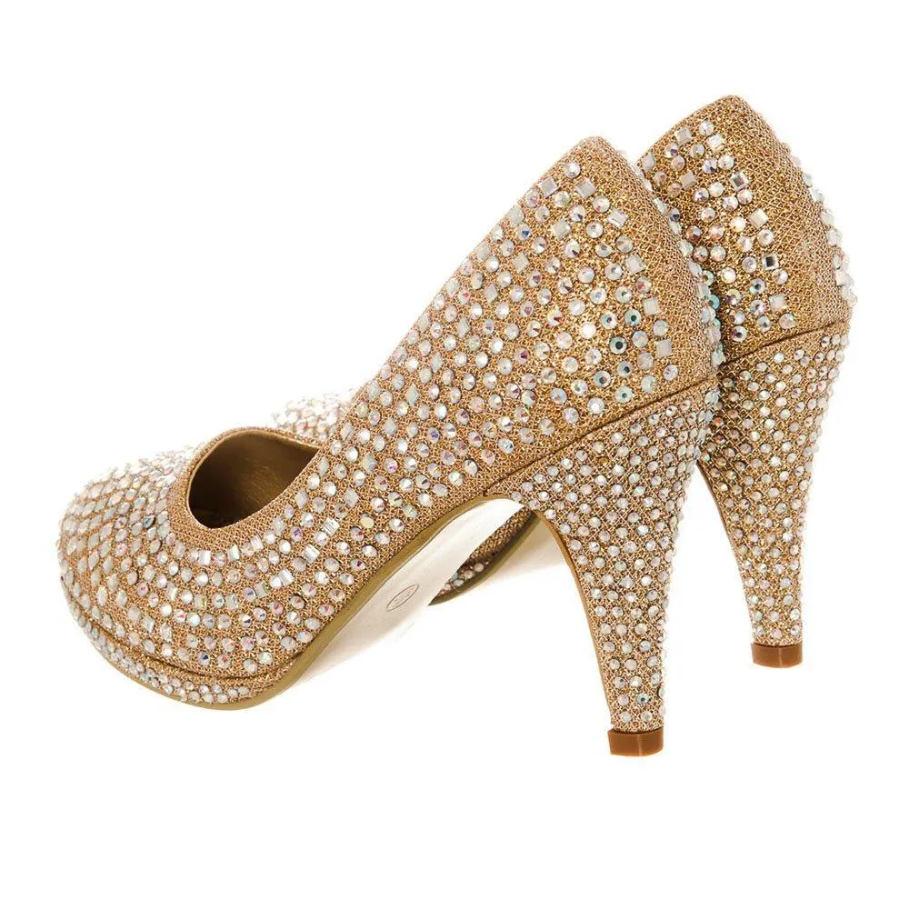 Medium Stiletto Heel Diamante Court Shoe With Small Platform