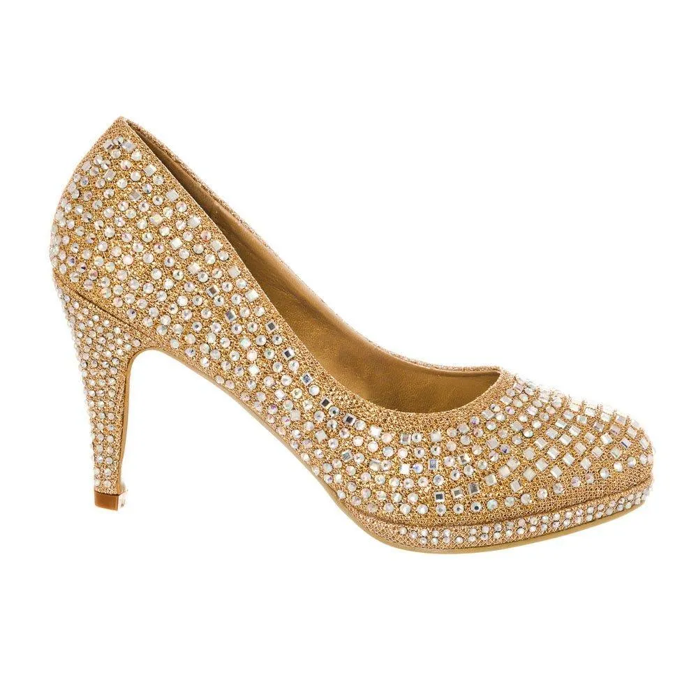 Medium Stiletto Heel Diamante Court Shoe With Small Platform