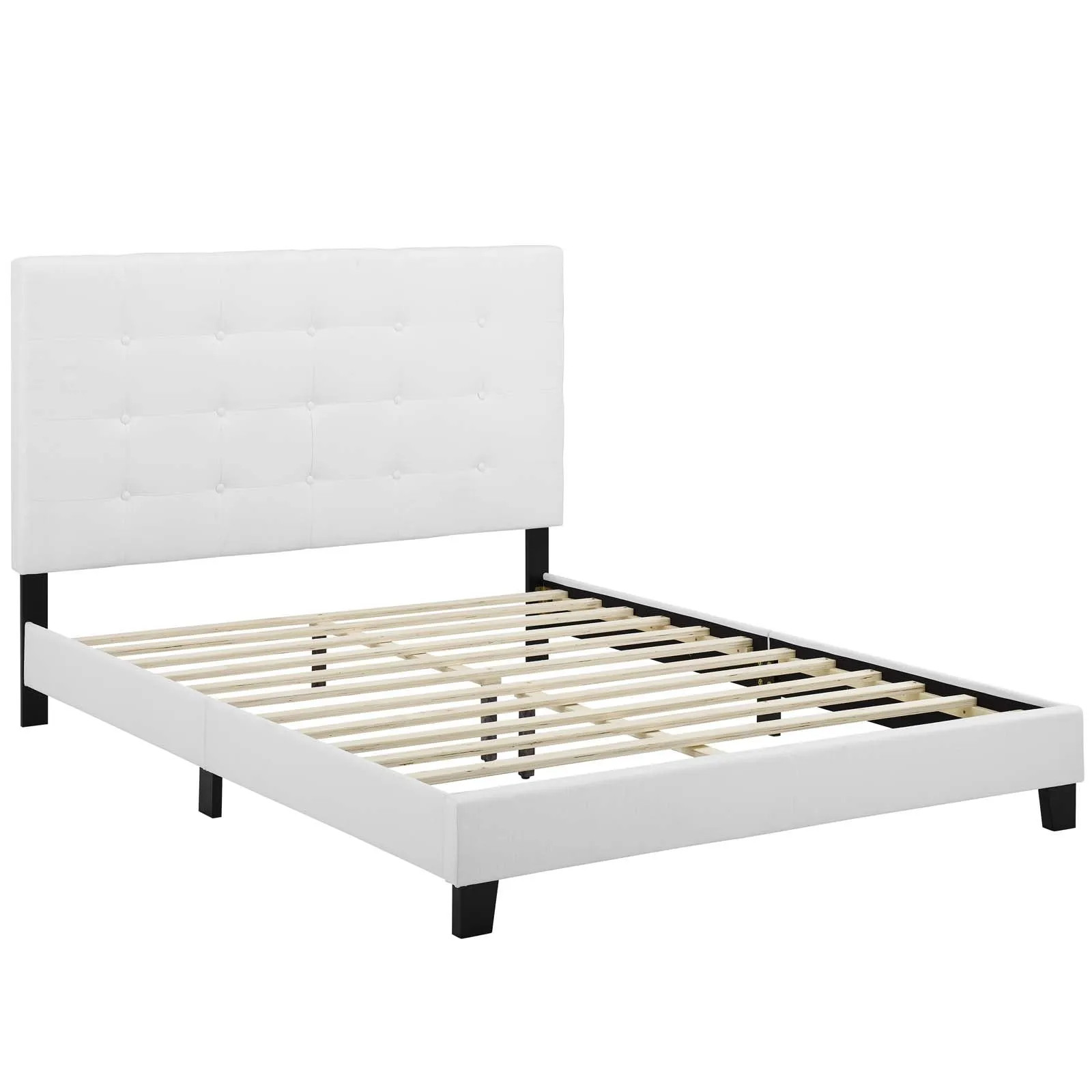 Melanie Queen Tufted Button Upholstered Fabric Platform Bed