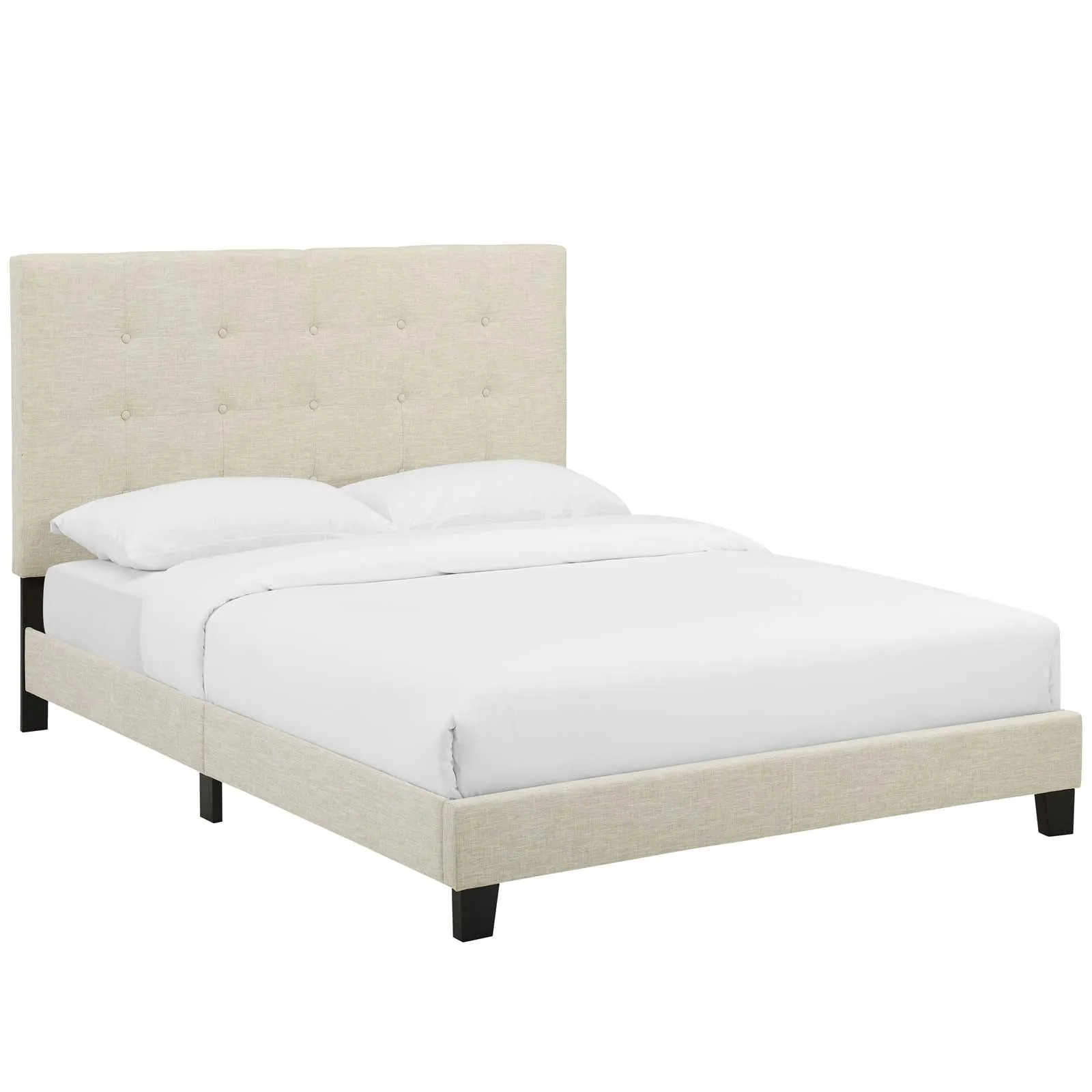 Melanie Queen Tufted Button Upholstered Fabric Platform Bed