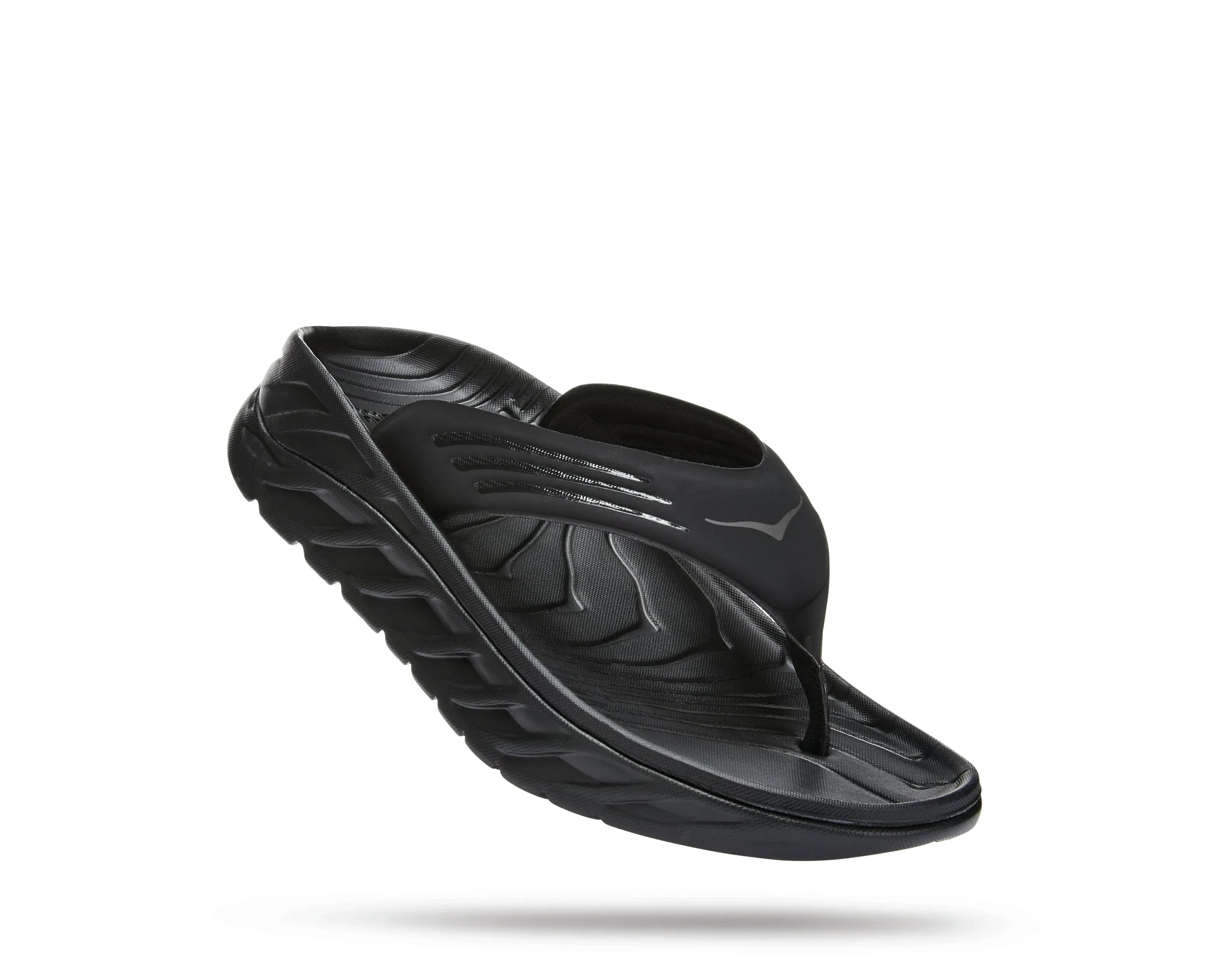 Men's Hoka Ora Recovery Flip Color: Black/Dark Gull Grey