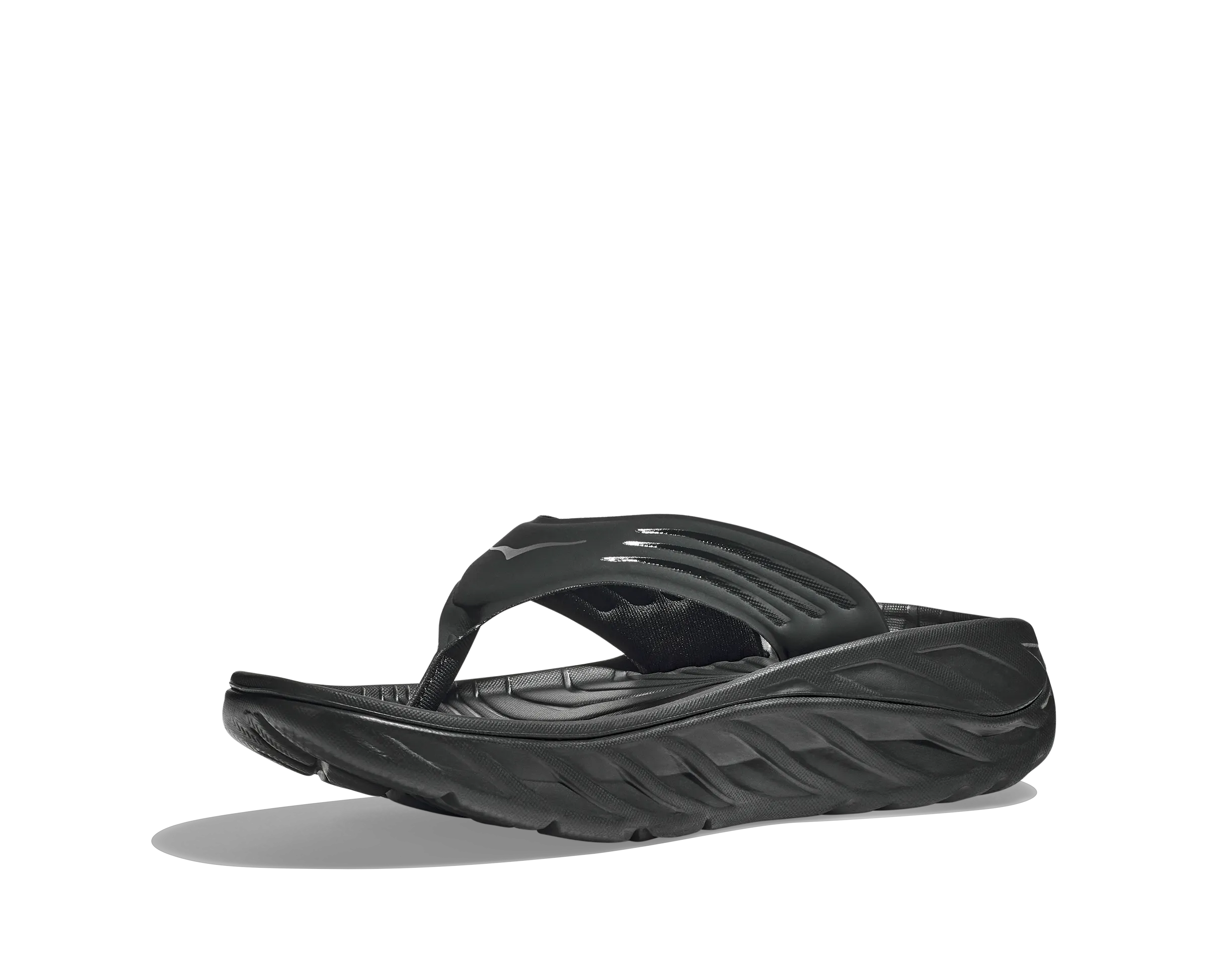 Men's Hoka Ora Recovery Flip Color: Black/Dark Gull Grey