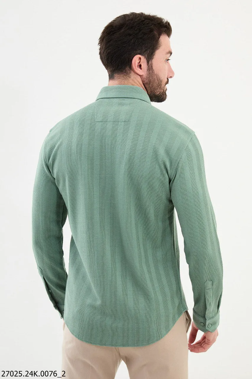 Men's Mint Green Textured  Shirt.