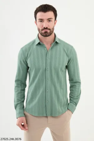 Men's Mint Green Textured  Shirt.