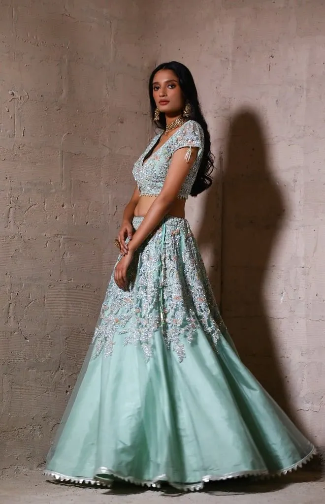 Mint green Lehenga set