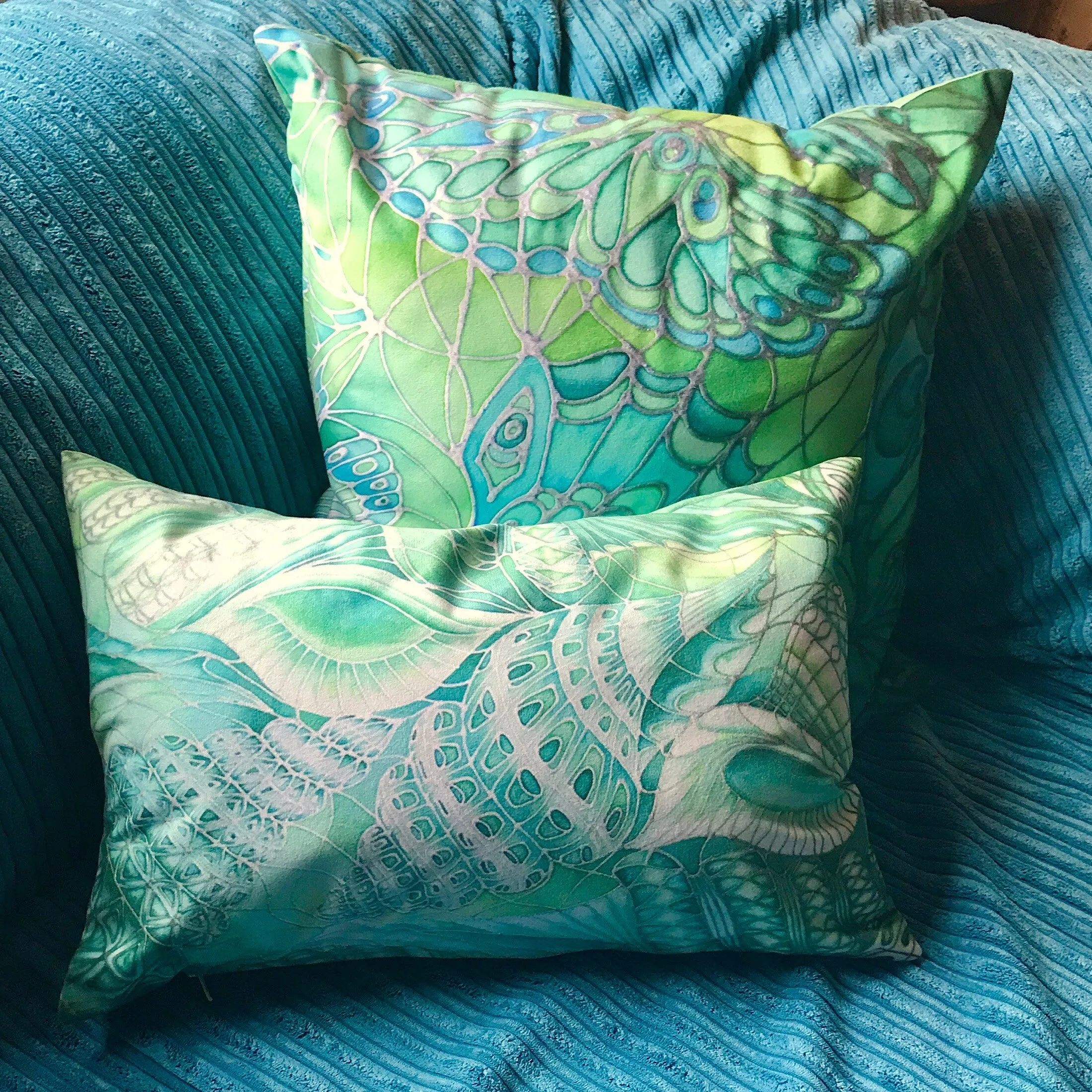 Mint Green Shells Cushion - Green Turquoise Throw Pillow - Sea Shells Accent Pillow