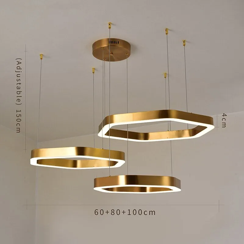 Modern Led Chandelier Gold Living Room Lamp Luxury Creative Stainless Shop Light Fixture Combination