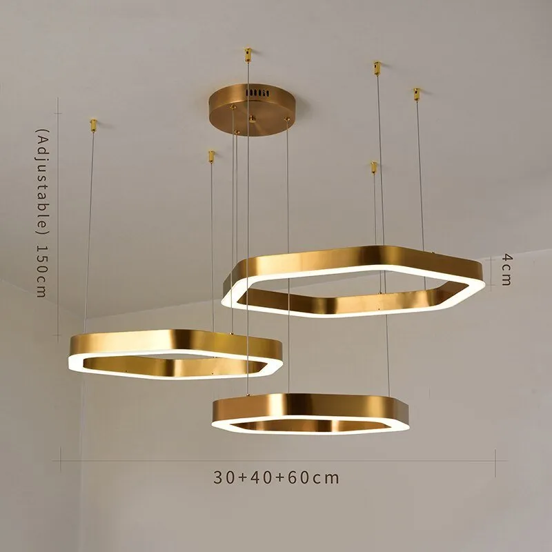 Modern Led Chandelier Gold Living Room Lamp Luxury Creative Stainless Shop Light Fixture Combination