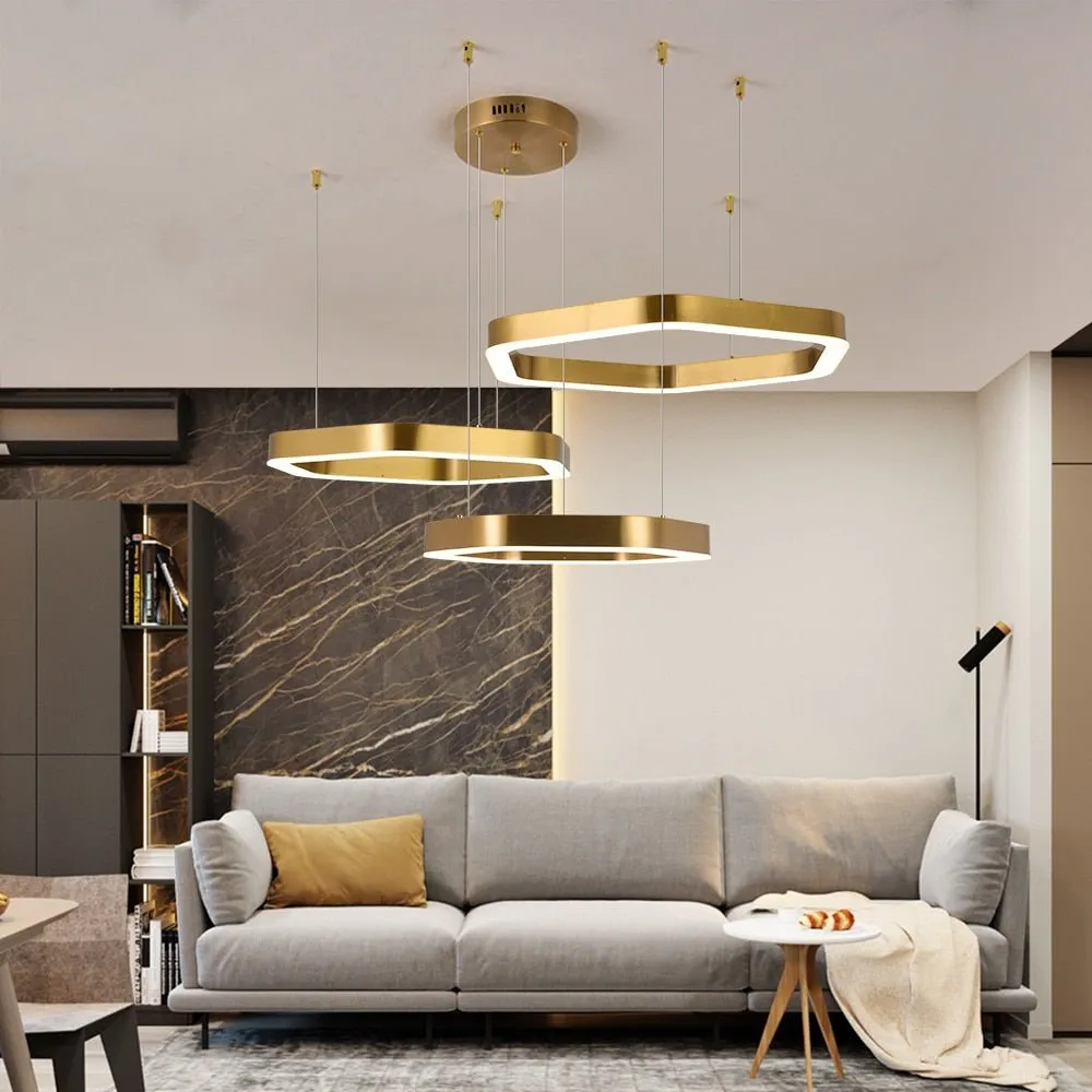 Modern Led Chandelier Gold Living Room Lamp Luxury Creative Stainless Shop Light Fixture Combination