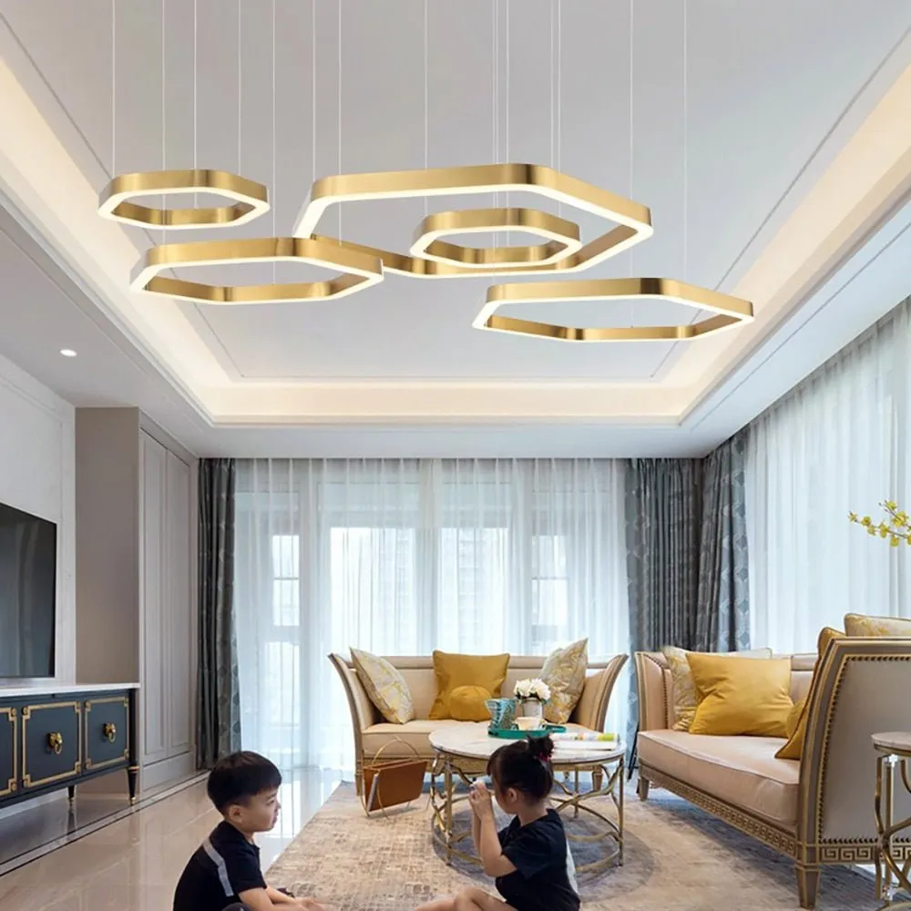 Modern Led Chandelier Gold Living Room Lamp Luxury Creative Stainless Shop Light Fixture Combination