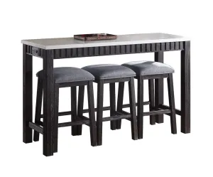 Necalli - Marble Top Weathered 4 Piece Pack Counter Height Table Set - Espresso