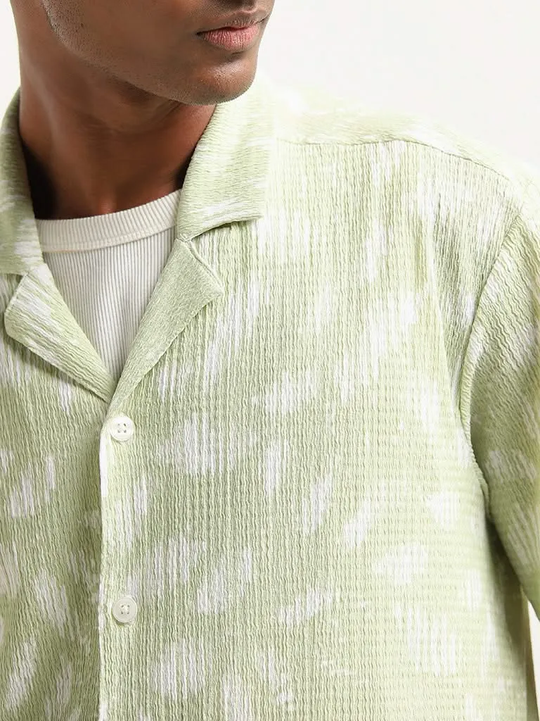 Nuon Light Sage Abstract Printed Relaxed Fit Shirt