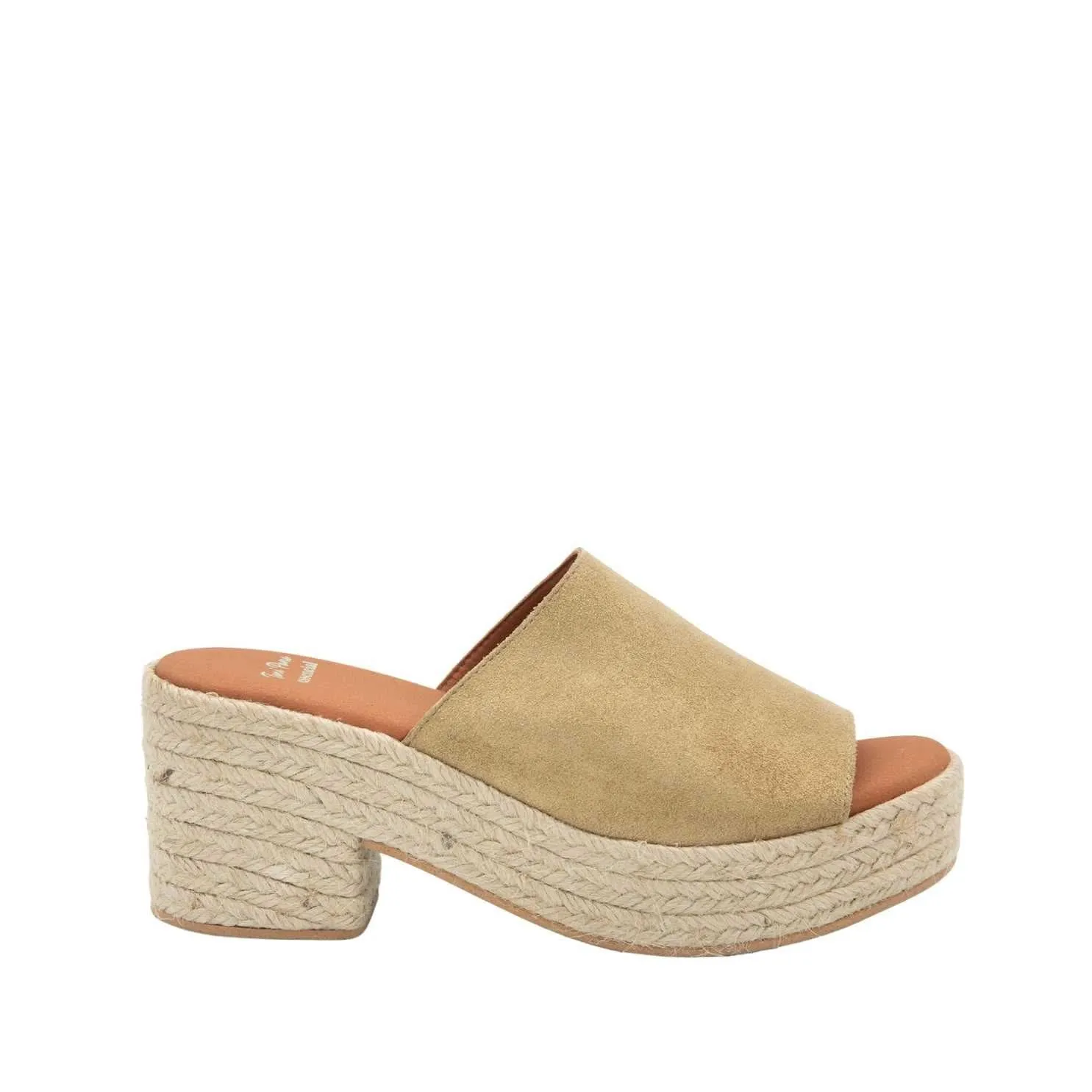 Open Toe Leather Espadrille with Wide Heel for Women- Andrea