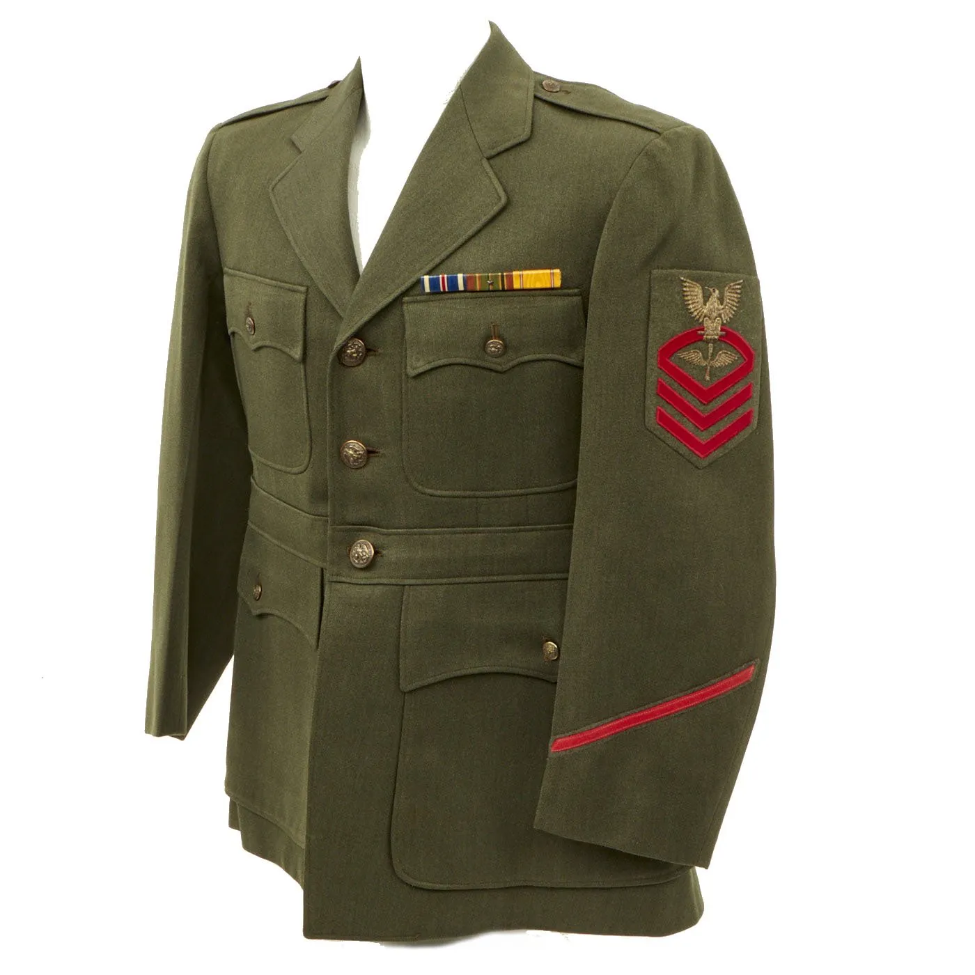 Original U.S. WWII Navy Chief Petty Officer Winter Working Uniform Jacket with Bullion Aviation Insignia - As Seen In Book