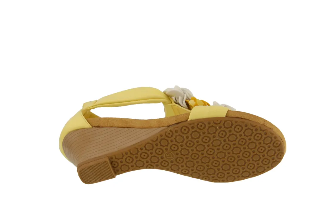 Patrizia HARLEQUIN  Light Yellow Multi Flower Strap Wedge Sandals