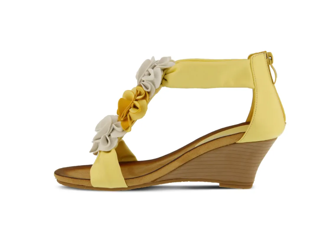 Patrizia HARLEQUIN  Light Yellow Multi Flower Strap Wedge Sandals