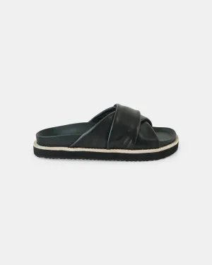 Petra Leather Slide - Black