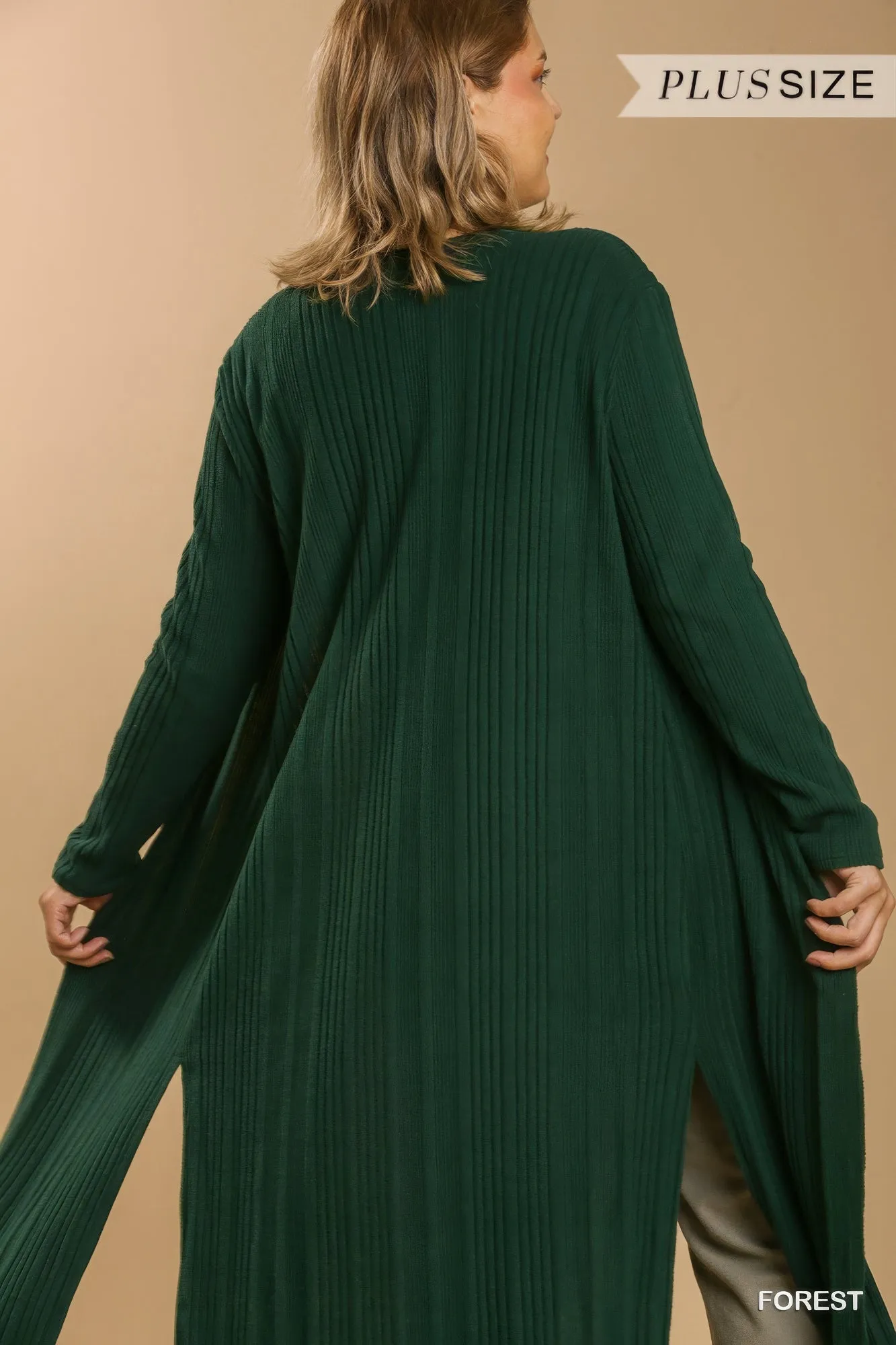 Plus Size Open Front Long Body Cardigan