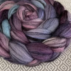 Polwarth Black Bamboo Silk Roving - Amethyst