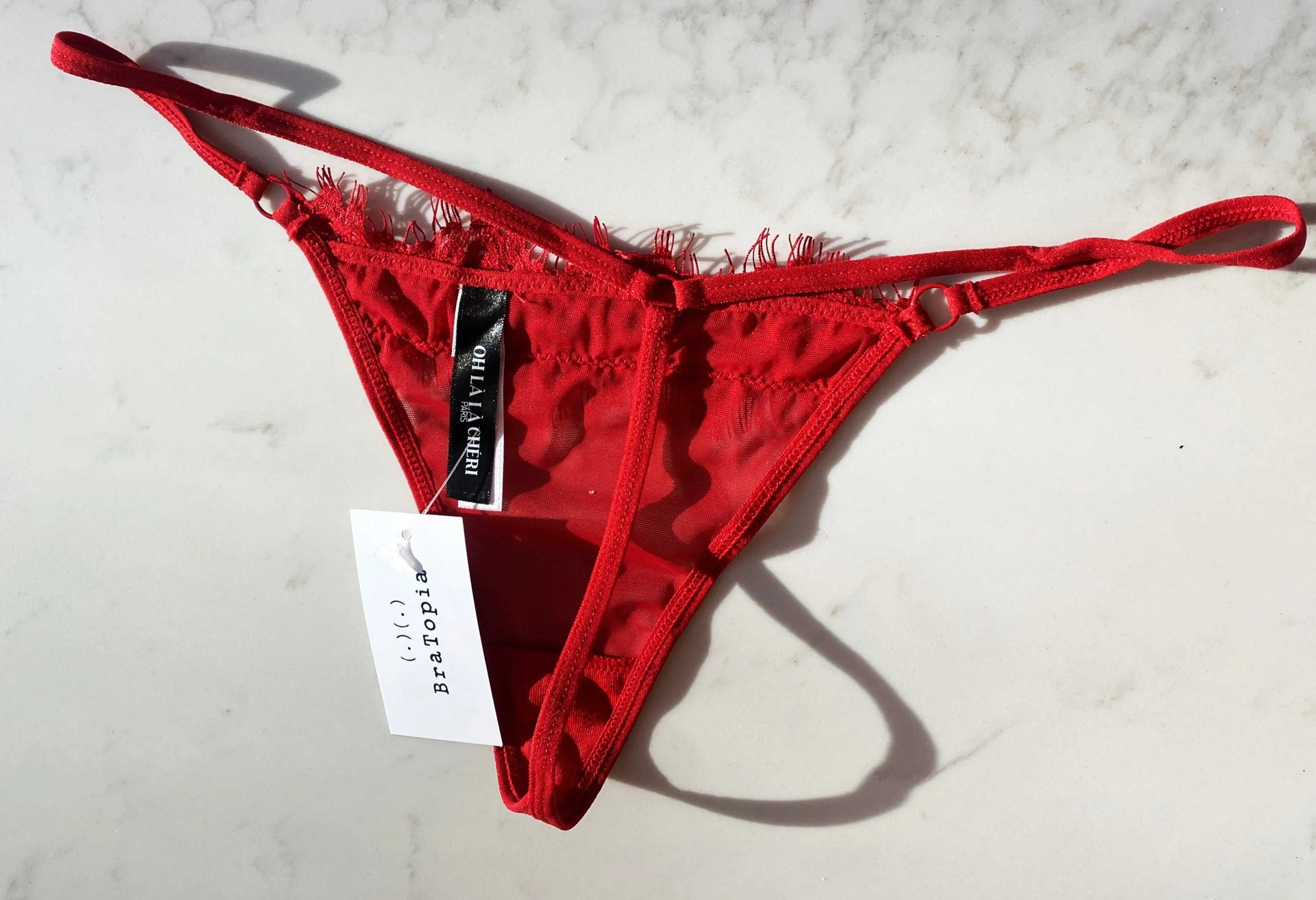 Provence Eyelash Lace Thong In Red- Oh La La Cheri