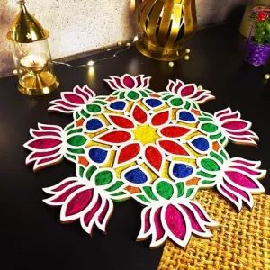 Rangoli Stencil for Decor DIY Craft Reusable Templates for Floor Table Just Fill with Rangoli Atta or Grains for Navratri Pongal Pooja Mandir Rangoli Mats for Decoration (11 inches)