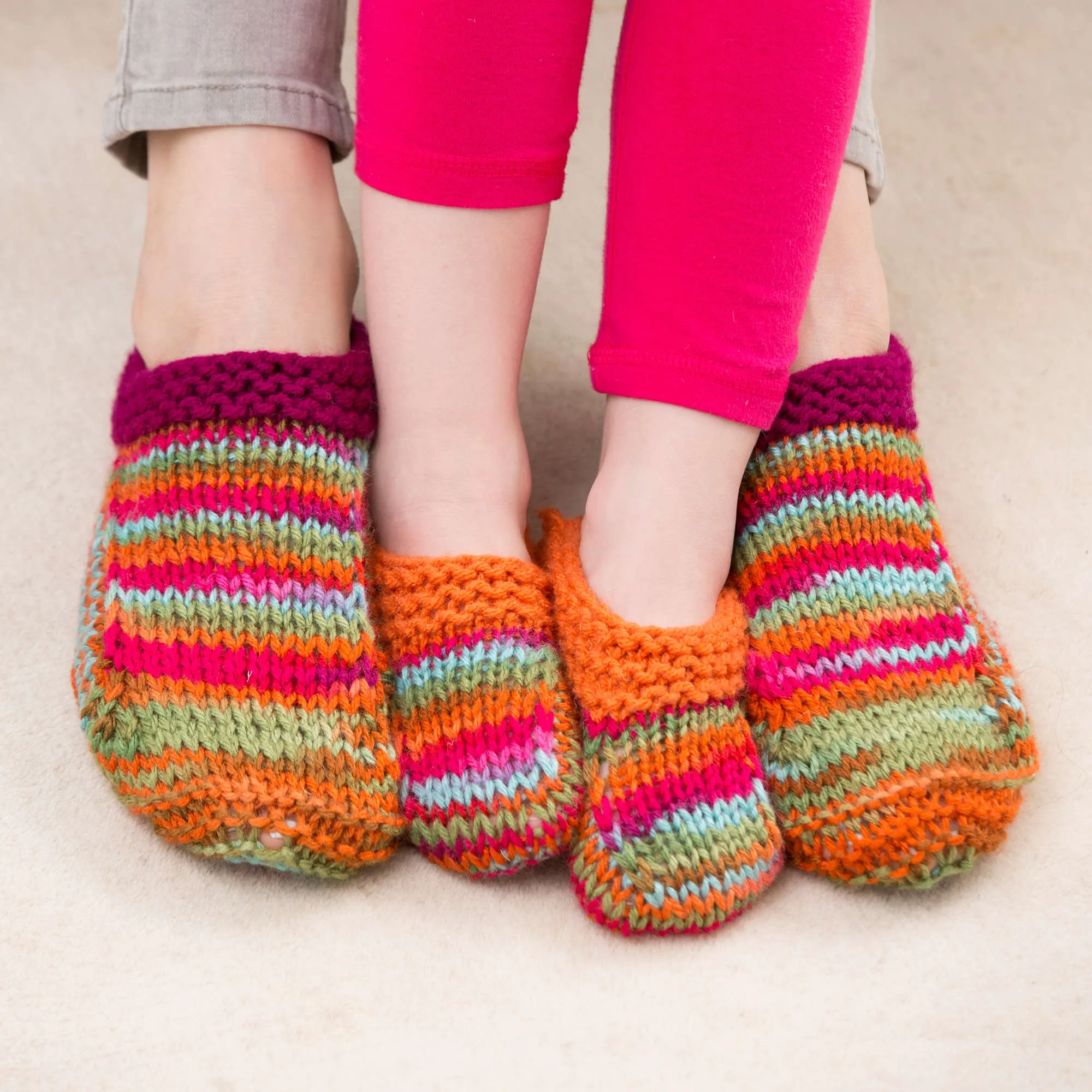 Red Heart Knit Mom And Me Slippers