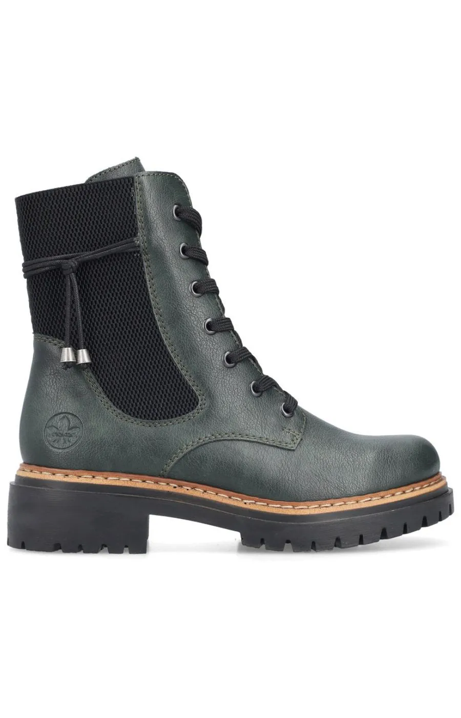 Rieker Biker Lace Up Boot in Green