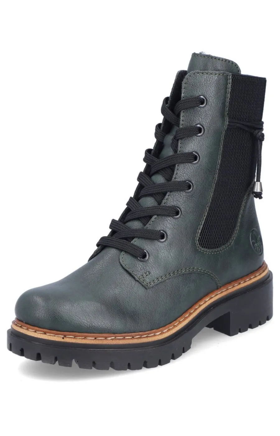 Rieker Biker Lace Up Boot in Green