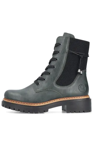 Rieker Biker Lace Up Boot in Green