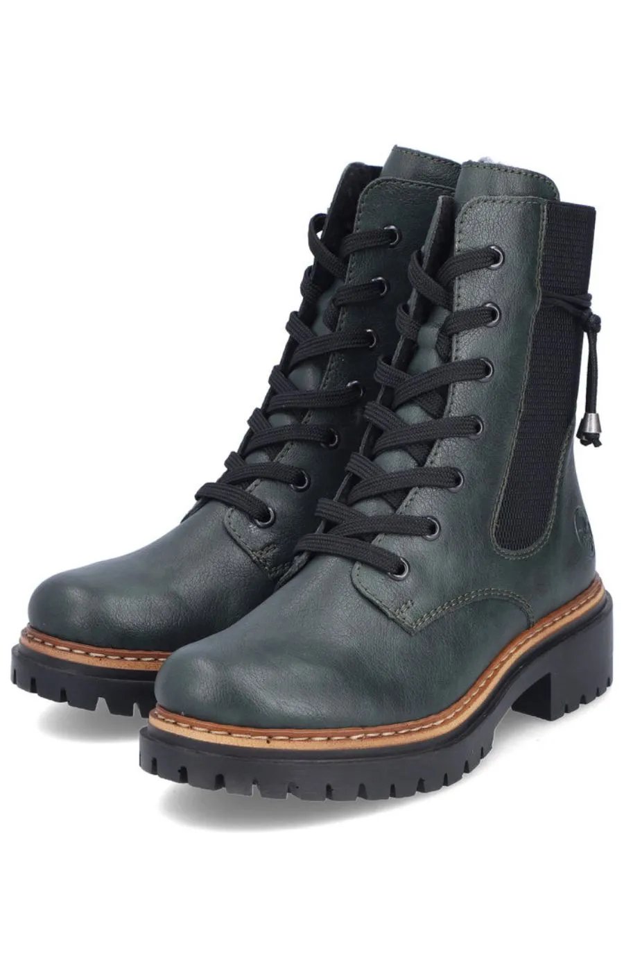 Rieker Biker Lace Up Boot in Green