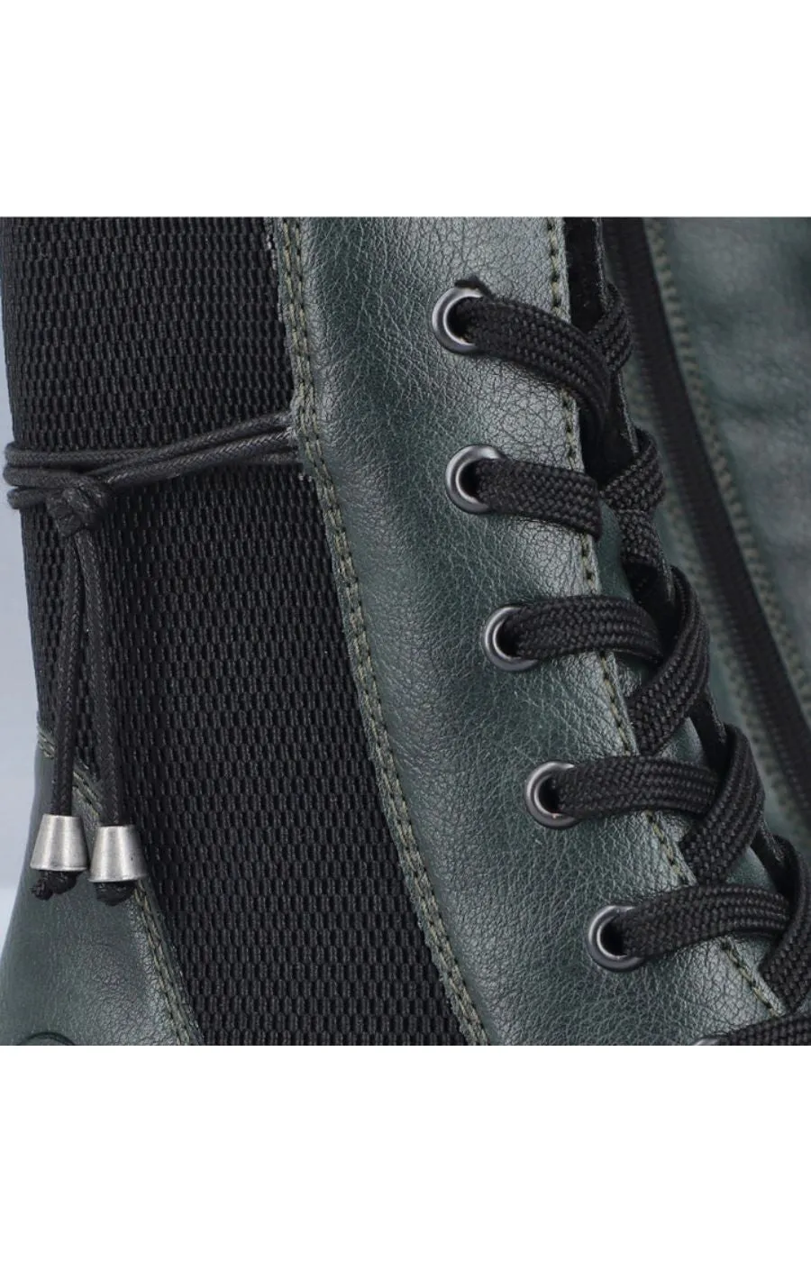 Rieker Biker Lace Up Boot in Green