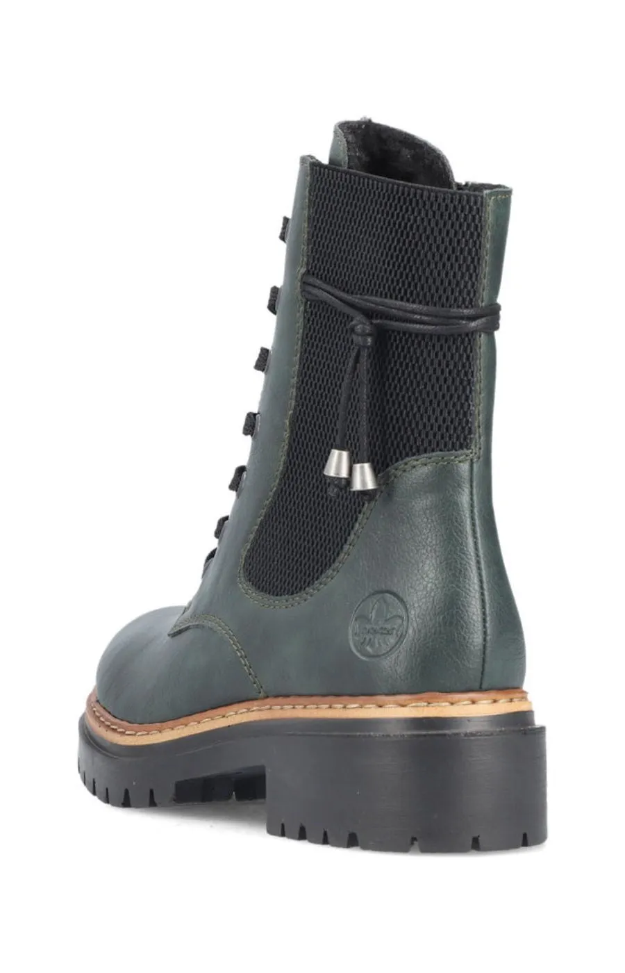 Rieker Biker Lace Up Boot in Green