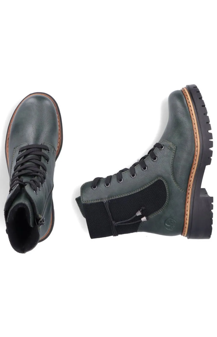 Rieker Biker Lace Up Boot in Green