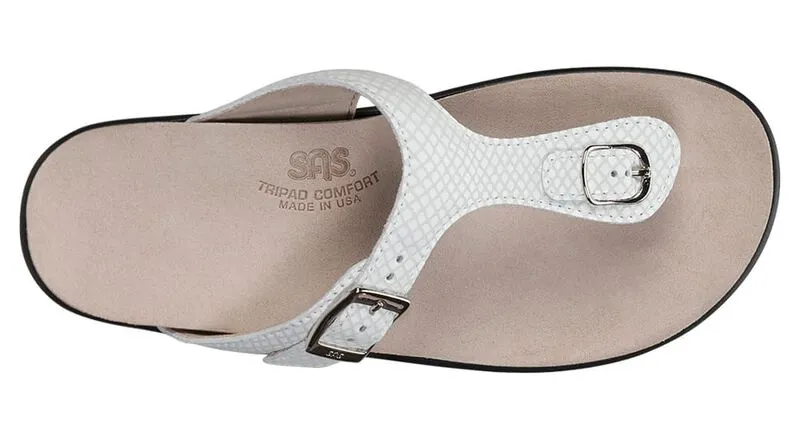 SAS Women's White Snake Sanibel T-Strap Slide Sandal-SANIBEL212-Made in USA-Brandy's Shoes