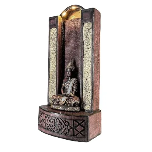 SEPBORN Buddha Water Fountain, Resin Fiberglass, Brown, for Home Office Living Room Decor