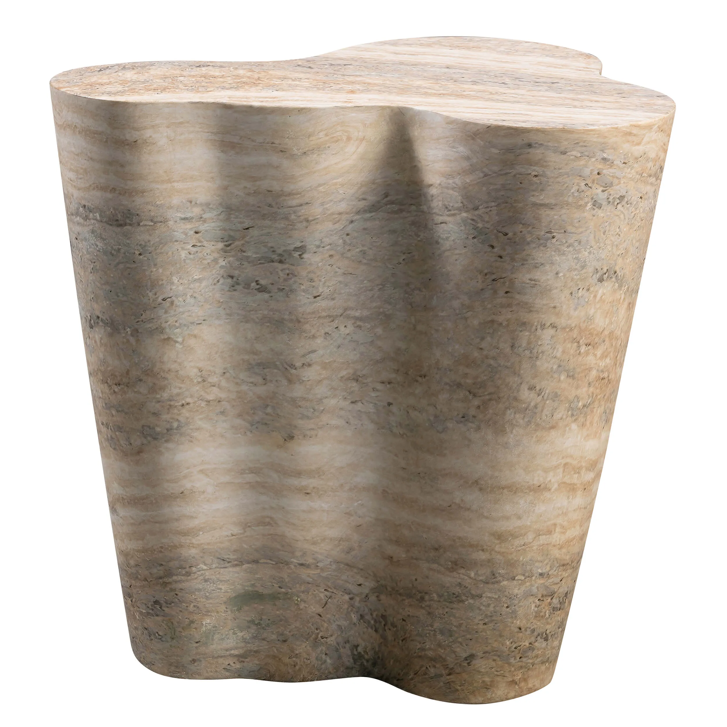 Slab Tall Side Table, Faux Travertine